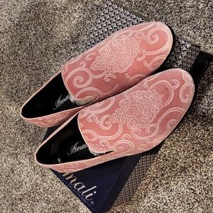 Pink Velvet Tuxedo Dress Shoes